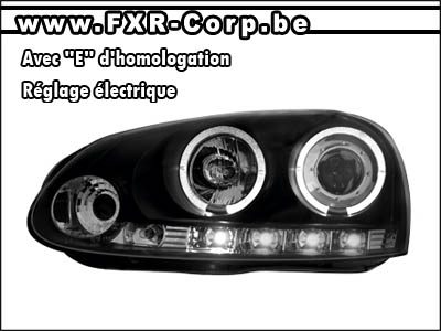 PHARES AVANTS A FONDS NOIRS & CHROME VOLKSWAGEN VW GOLF 5 FEUX PACK GTI  (00268) - EuropeTuning